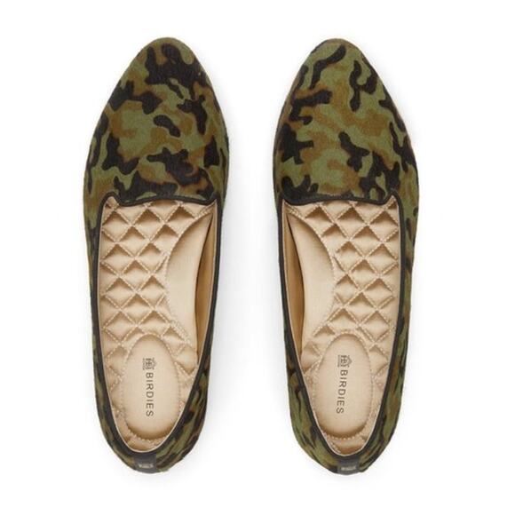 NWT Women's Birdies The Blackbird Loafer Flat in Camo Calf Hair size 6.5 Slipper - Picture 1 of 7